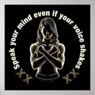 Spreek je gedachten uit, zelfs als je stem trilt! poster