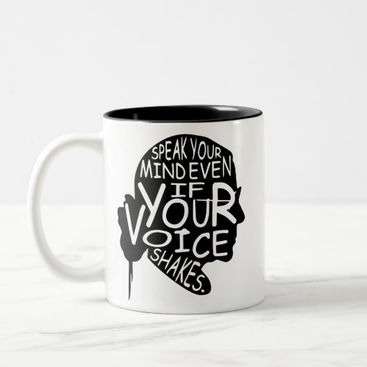 Spreek je geest zelfs als je stem schreeuwt tweekleurige koffiemok (Links)