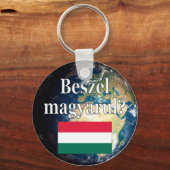 Spreek je Hongaars? Vlag & aarde Sleutelhanger (Voorkant)