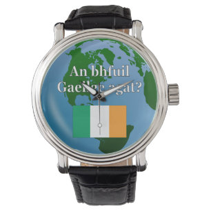 Spreek je Iers? Markering en wereldbol Horloge