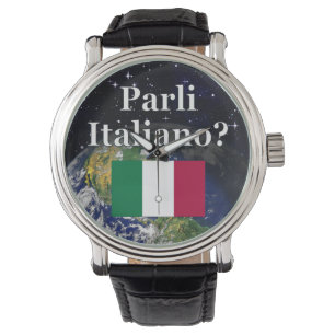 Spreek je Italiaans? Vlag & aarde Horloge