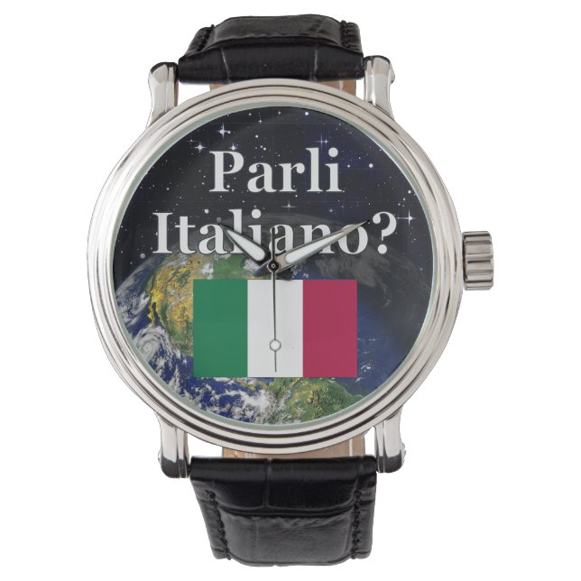 Spreek je Italiaans? Vlag & aarde Horloge (Voorkant)