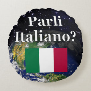 Spreek je Italiaans? Vlag & aarde Rond Kussen