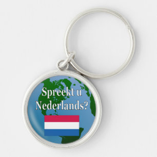 Spreek je Nederlands? Markering en wereldbol Sleutelhanger