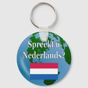 Spreek je Nederlands? Markering en wereldbol Sleutelhanger
