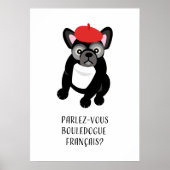 Spreek je over Franse Bulldog - Frenchie in Beret Poster (Voorkant)