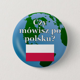 Spreek je Pools? in het Pools. Markering en wereld Ronde Button 5,7 Cm