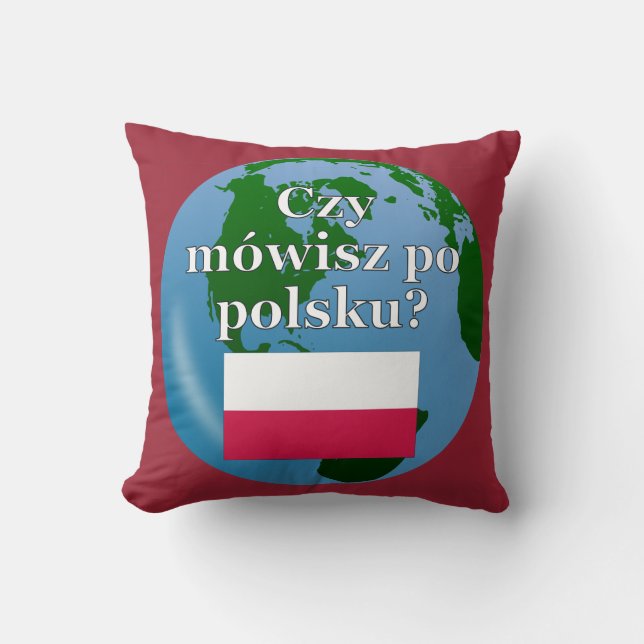 Spreek je Pools? Markering en wereldbol Kussen (Voorkant)
