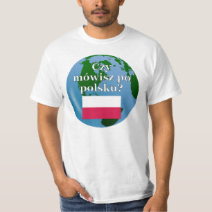 Spreek je Pools? Markering en wereldbol T-shirt