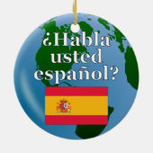Spreek je Spaans? Markering en wereldbol Keramisch Ornament (Achterkant)