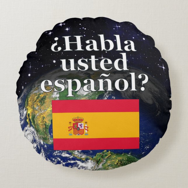 Spreek je Spaans? Vlag & aarde Rond Kussen (Voorkant)