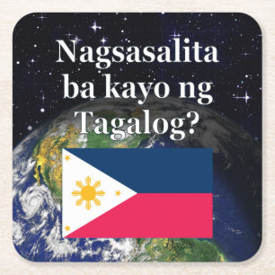 Spreek je Tagalog? In Tagalog. Vlag & aarde Kartonnen Onderzetters
