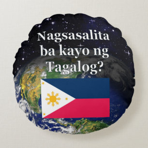 Spreek je Tagalog? In Tagalog. Vlag & aarde Rond Kussen