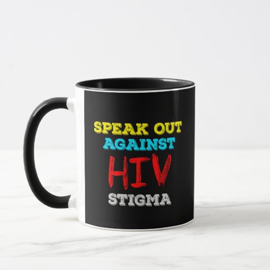 Spreek je uit tegen HIV-stigma - Aids Awareness Mok (Links)