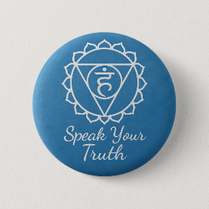 Spreek je waarheid Keelchakra Communicatie Ronde Button 5,7 Cm