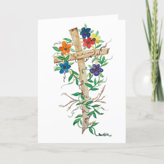 Spreek Jesus Flowery Cross Wenskaart Bedankkaart