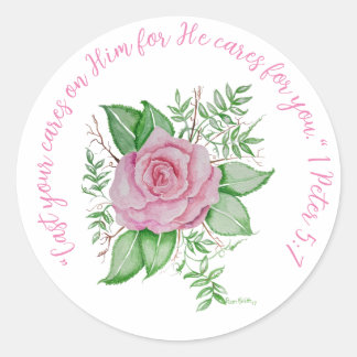 Spreek Jezus PINK Rose Ronde Sticker