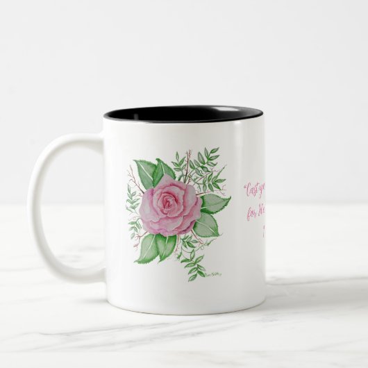Spreek Jezus PINK Rose Tweekleurige Koffiemok (Links)