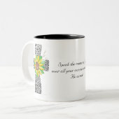 Spreek Jezus Zebra Print Cross Tweekleurige Koffiemok (Voorkant links)