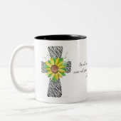 Spreek Jezus Zebra Print Cross Tweekleurige Koffiemok (Links)