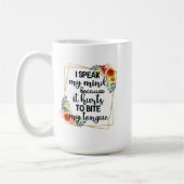 Spreek mijn mening koffiemok (Links)