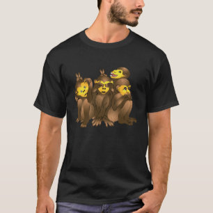 Spreek naar huis en zie Geen Kwaad Drie Monkies Wi T-shirt