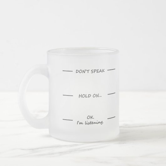 Spreek niet | Funny Quote met zwarte tekst Matglas Koffiemok (Links)