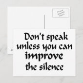Spreek niet tenzij u de Stilte kunt verbeteren Briefkaart (Voorkant / Achterkant)