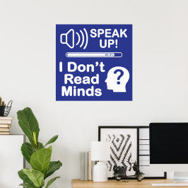 Spreek op – Ik kan geen gedachten lezen Funny Comm Poster