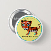 Spreek over de duivelstekst en illustratie ronde button 5,7 cm (Voorkant /achterkant)