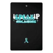 Spreek PCOS-bewustzijn Blauwgroen lint Mini Klembord (Achterkant)