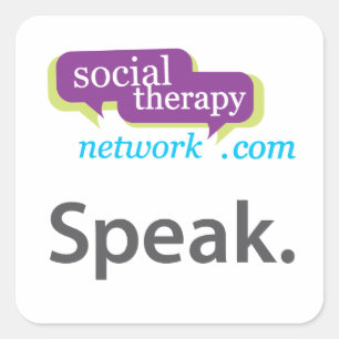 Spreek. Social Therapy Network. Vierkante Sticker