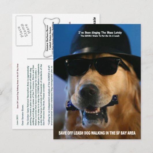 Spreek uit voor een non-leash Dog Walking Senator  Briefkaart (Voorkant / Achterkant)