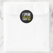Spreek vloeiend als leuk doof ronde sticker (Tas)