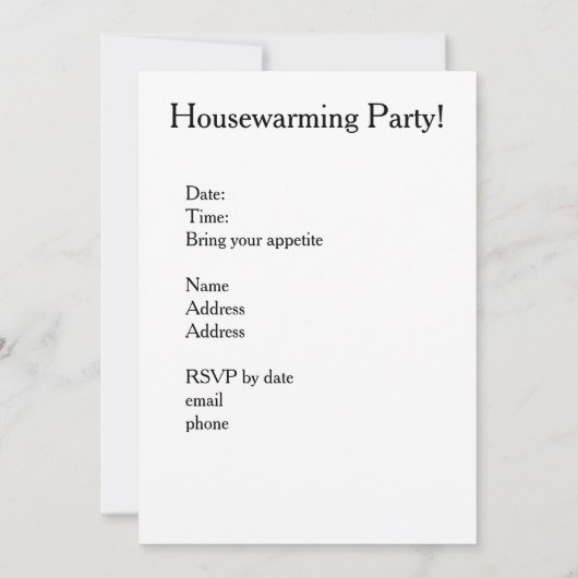 Spreek, Vriend en betreed Housewarming Party Uitno Kaart (Achterkant)