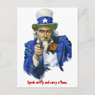 Spreek zacht & draag een 9mm Uncle Sam met Pistool Briefkaart