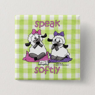 Spreek zacht lammetjes vierkante button 5,1 cm