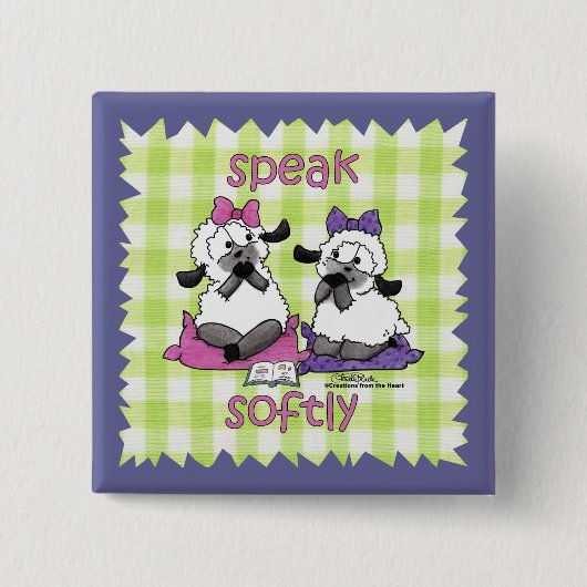 Spreek zacht lammetjes vierkante button 5,1 cm (Voorkant)