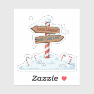 Spreekse Noordpool Bord Kerstmannen Werkplaats & S Sticker