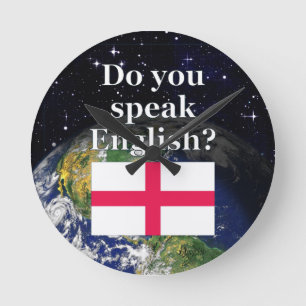 Spreekt u het Engels? in het Engels. Vlag & Aarde Ronde Klok
