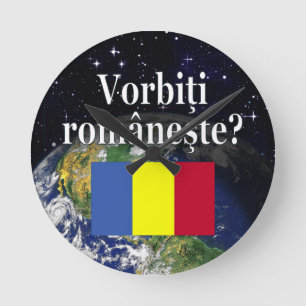 Spreekt u Roemeen? in Roemeen. Vlag & Aarde Ronde Klok