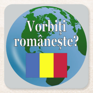 Spreekt u Roemeens? Markering en wereldbol Kartonnen Onderzetters