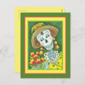 SPREEKTIJD VAAK EN TULIPS, LADY SKELETON Funny Feestdagenkaart (Voorkant / Achterkant)