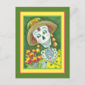 SPREEKTIJD VAAK EN TULIPS, LADY SKELETON Funny Feestdagenkaart (Voorkant)