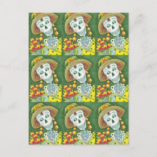 SPREEKTIJD VAAK EN TULIPS, LADY SKELETON Funny Feestdagenkaart (Voorkant)