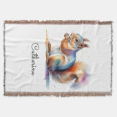Spreelse Aquarel Eekhoorn Gepersonaliseerd Deken (Voorkant)