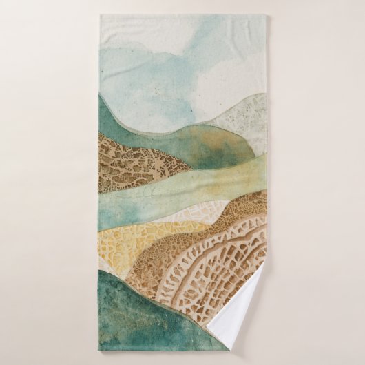 Spreelse Blauwe Groene Bruine Abstracte Bergen Badhanddoek (Badhanddoek)