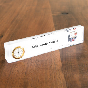 Spreelse Cartoon Schaap & Wolf Naambord met Klok