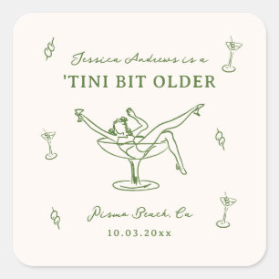 Spreelse Handgetekende Groene 'Tini Bit Ouder' Vierkante Sticker