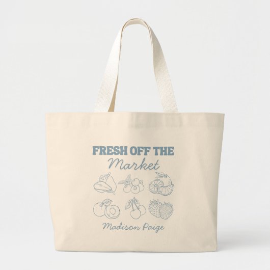 Spreelse verse van de markt blauwe bruidsdouche grote tote bag (Voorkant)